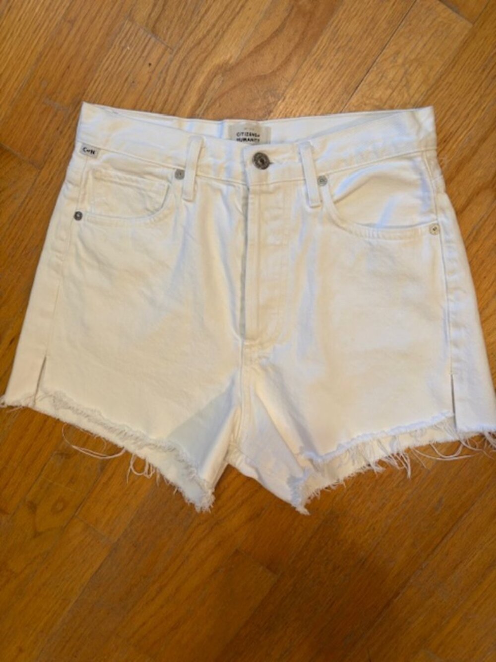 Citizens of Humanity Women's Marlow White Denim High Rise Shorts Size 24